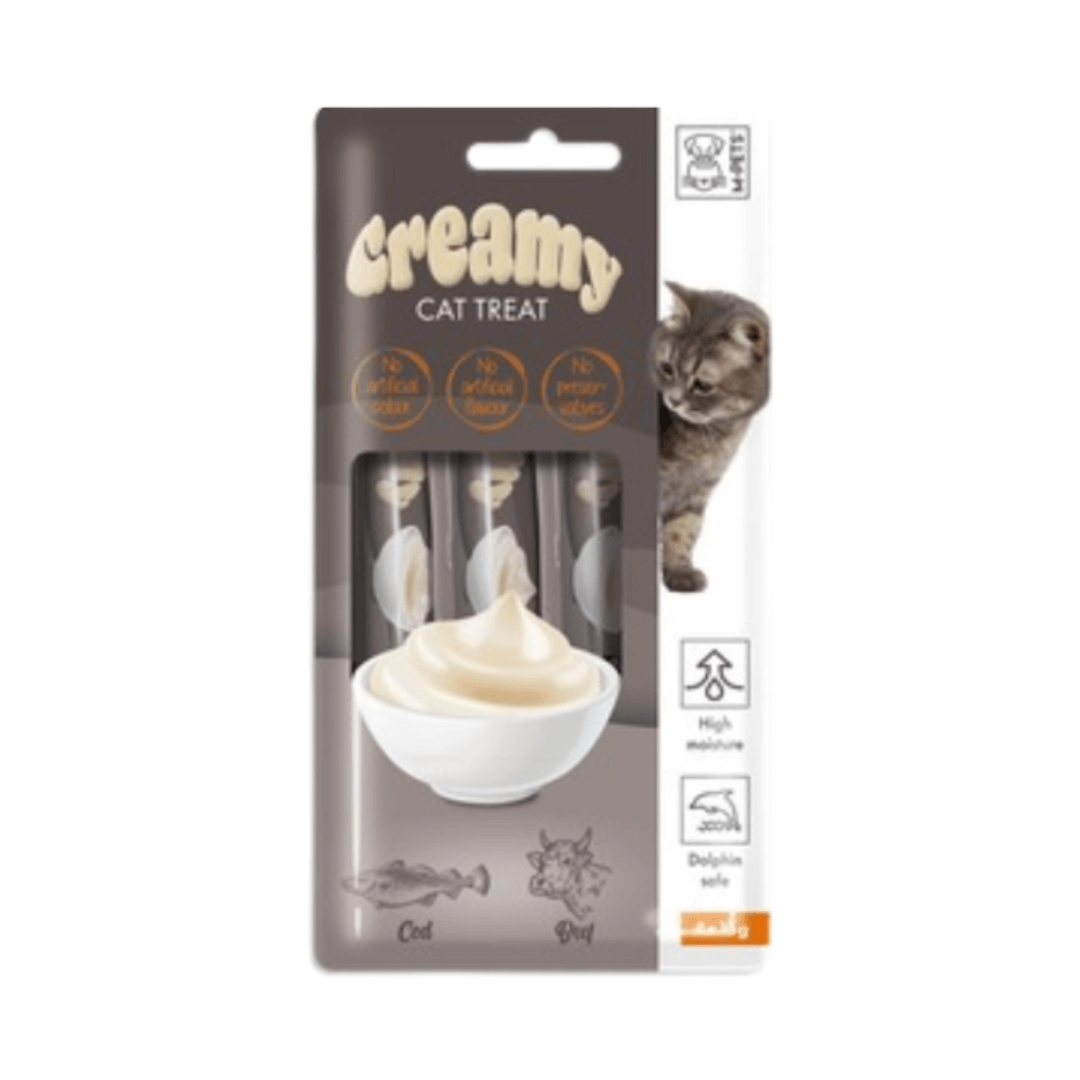 M - PETS | Creamy Cod Fish and Beef Cat Treat إم - بيتس | مكافآت كريمية للقطط بنكهة سمك القد واللحم البقري - الصورة 1