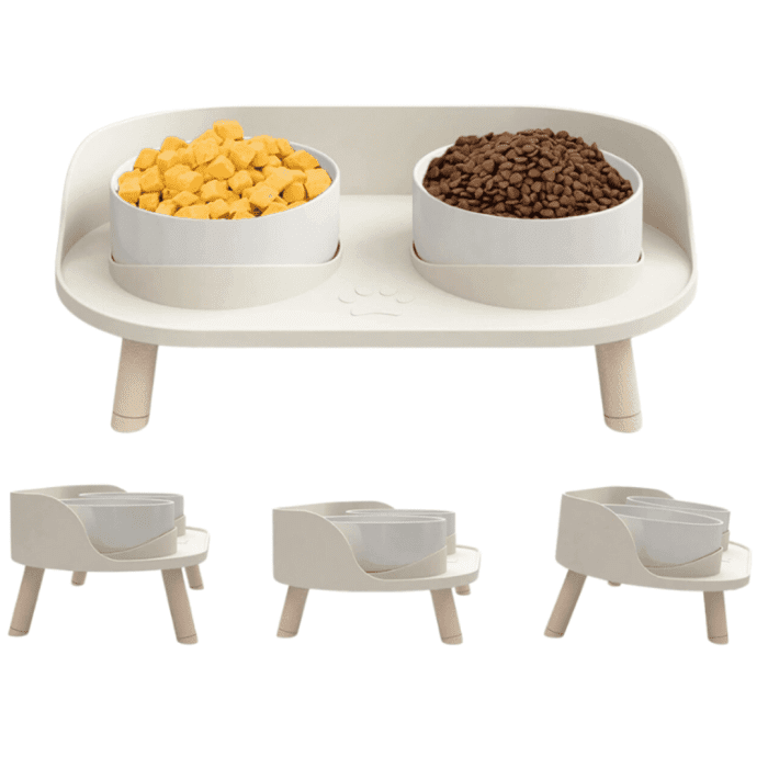 ⁦Double Feeding Bowl on The Stand for Animals⁩ - الصورة ⁦2⁩