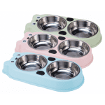 Double Bowls for cats and dogs with a stainless steel Bowls