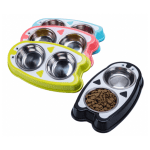 Double Bowls for cats and dogs with a stainless steel Bowls