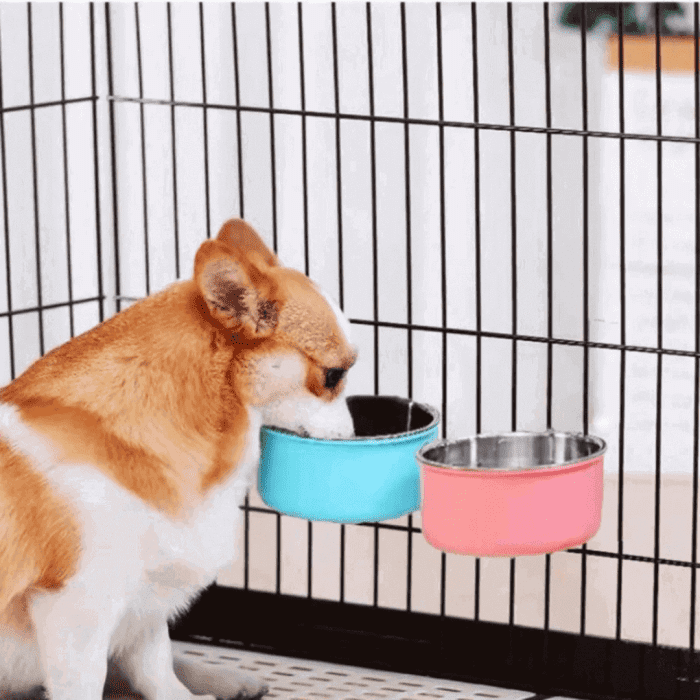 ⁦Stainless Steel Pet Hanging Bowl 2 IN 1 AF108L⁩ - الصورة ⁦4⁩