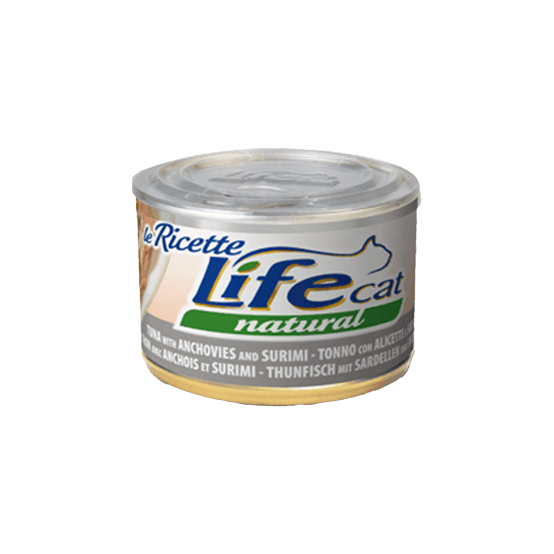 Lifecat Can Tuna & Anchovies & Surimi 150g طعام القطط لايف كات بالتونة والأنشوجة والسوريمي - الصورة 1