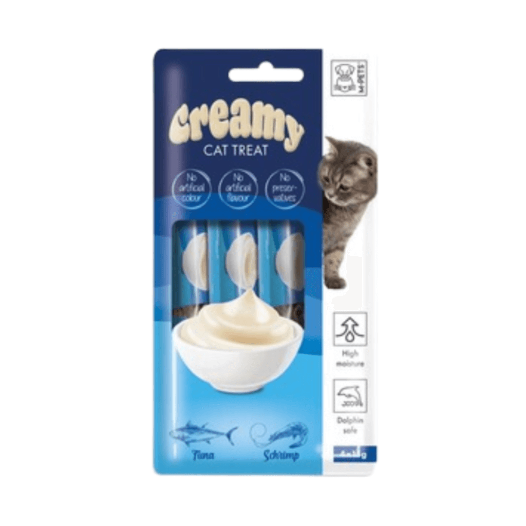 M-PETS | Creamy Cat Treat with Tuna and Shrimp إم-بيتس | مكافآت كريمية للقطط بالتونا والروبيان - الصورة 1