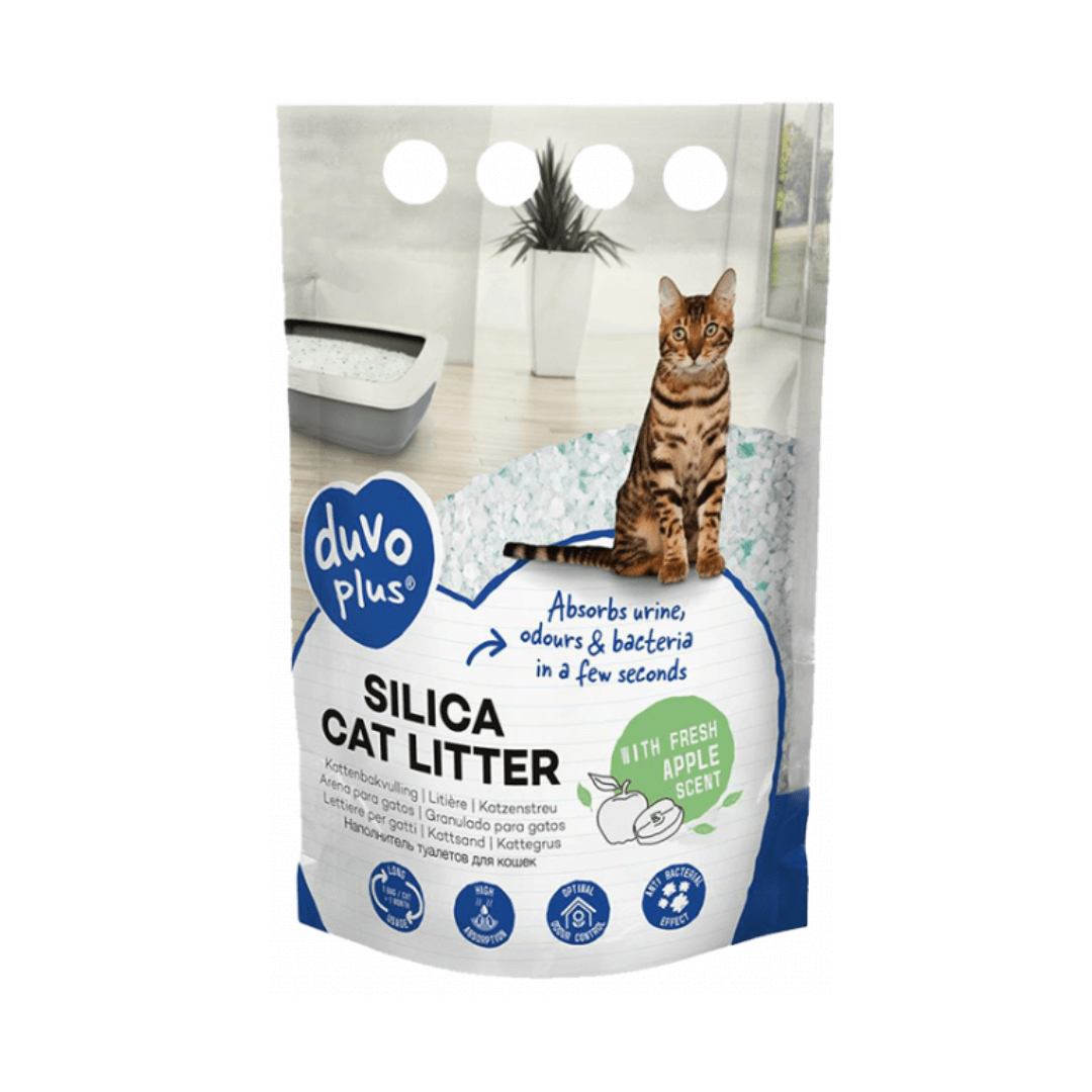Duvo | Premium Silica cat litter Apple دوفو | رمل سيليكا فاخر للقطط برائحة التفاح - الصورة 1