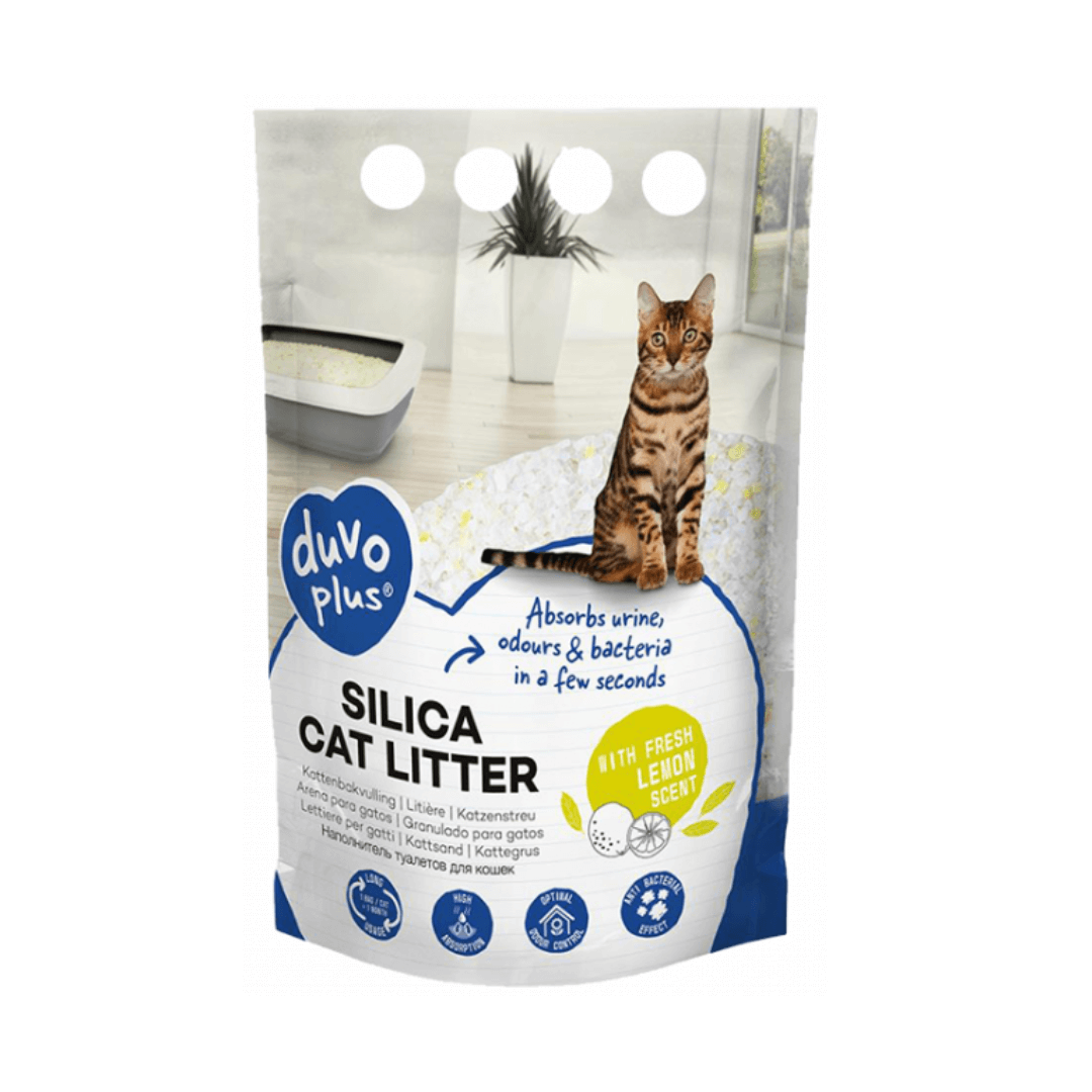 Duvo | Premium Silica cat litter lemon دوفو | رمل سيليكا للقطط برائحة الليمون - الصورة 1
